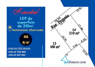 Lot de terrain a vendre a Hammamet, Kharrouba