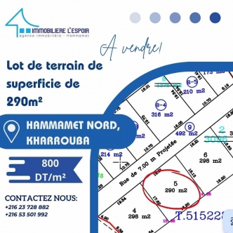 Lot de terrain a vendre a Hammamet, Kharrouba