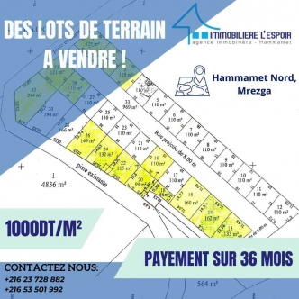 Lots de terrain a vendre a Hammamet Nord, Mrezga