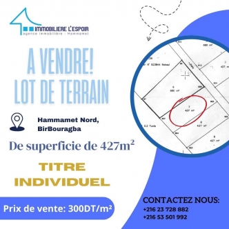 Lot de terrain a vendre a Hammamet Nord, Birbouragba