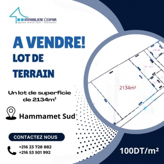 Lot de terrain a vendre a Hammamet Sud