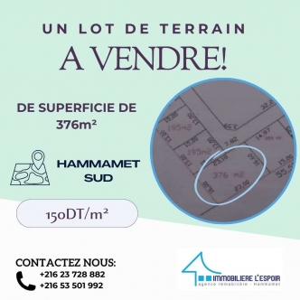 Lot de terrain a vendre a Hammamet Sud