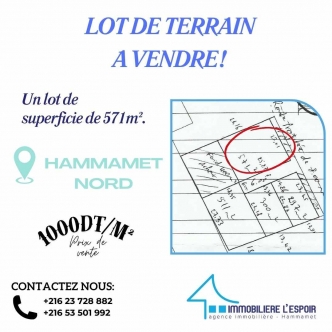 Lot de terrain a vendre a Hammamet Nord, Birbouragba