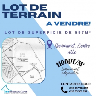 Lot de terrain a vendre a Hammamet, Centre ville