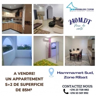 Un appartement S+2 a vendre a Hammamet SUD, Zone Ribat