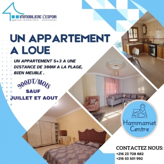 Un appartement a loué a Hammamet Centre zone corniche 